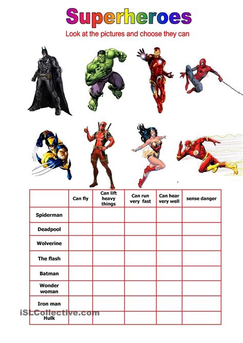 Superheroes Can They English Lessons English Activities For Kids