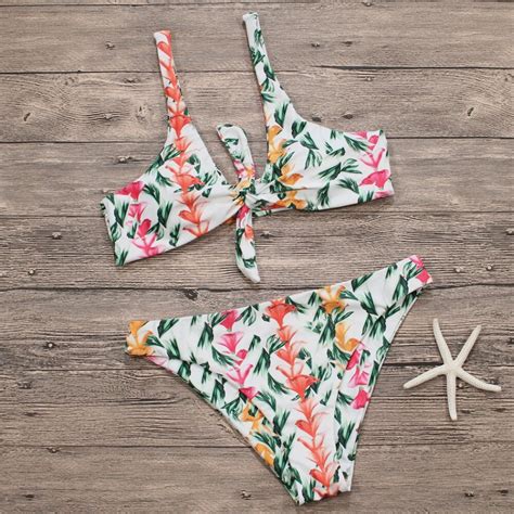 Bikinis Women 2018 Print Floral Swimsuits Brazilian Push Up Halter