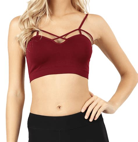 women seamless criss cross front sports bra bralette with removable pads