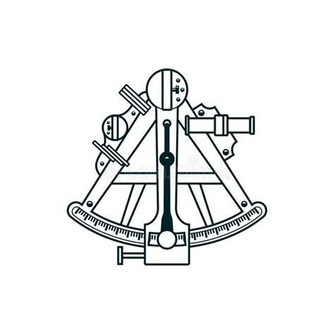 marine sextant ship navigation nautical compass stock vector