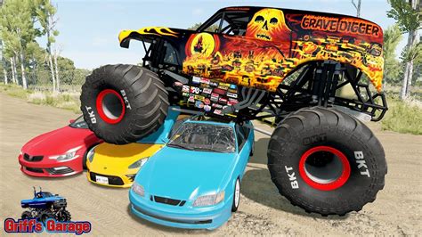 Monster Truck Crashes 4 Crushing Cars Jumps Fails Beamng Drive
