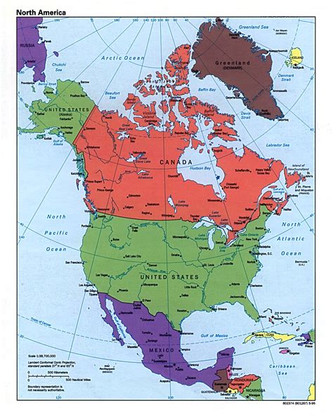 North America Political Map 1995 Full Size