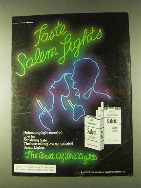 1979 Salem Lights Cigarettes Ad Taste Salem Lights