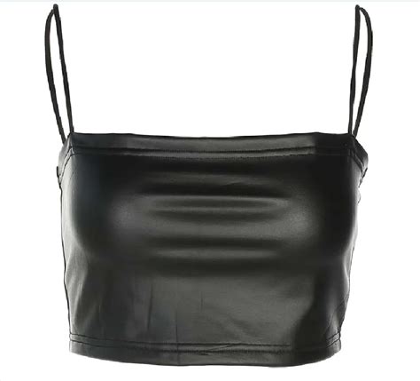 Women Sexy Club Pu Leather Tube Tops Camis Solid Sleeveless Crop Tops