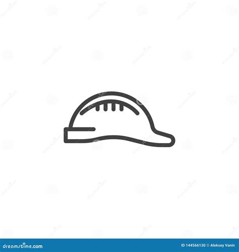 Safety Helmet Line Icon Stock Vector Illustration Of Pixel 144566130