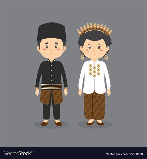 Character Wearing Indonesia Traditional Dress Vector Image
