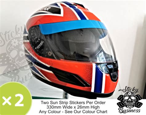 2x Helmet Visor Stickers Sunstrip Sticker Motorbike Race Car Kart Any