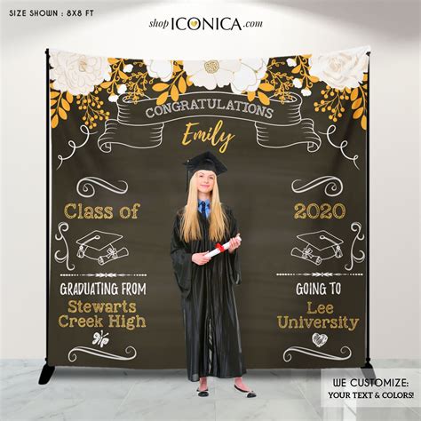 Graduation Party Photo Booth Backdrop Virtual Graduation Floral Step