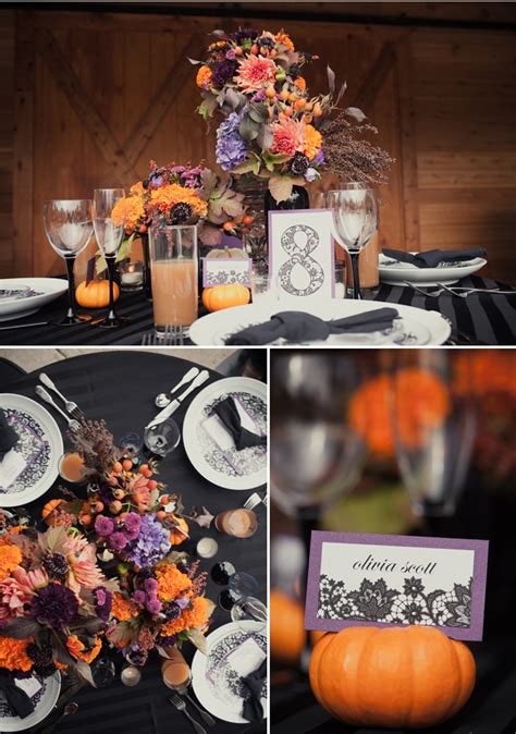 Picture Of Spooky But Elegant Halloween Wedding Table Settings