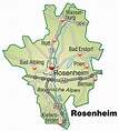 Map of Rosenheim with transport network in pastel green - Stock image ...
