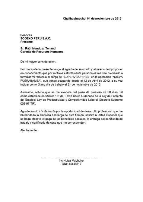 Carta De Trabajo Modelo Peru Soalan Bc