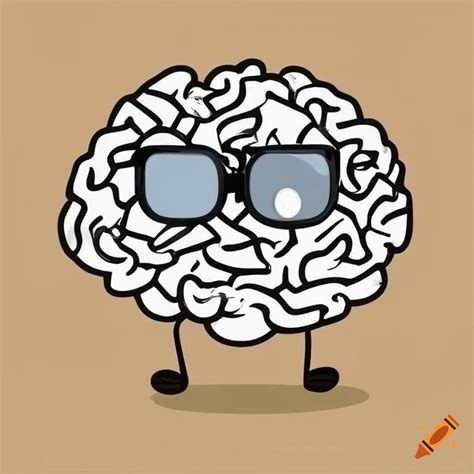 Cartoon Brain With Stylish Glasses