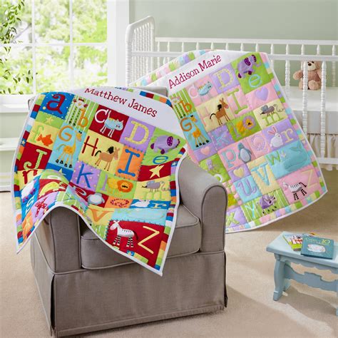 Personalized Baby Alphabet Quilt Available In Primary Or Pastel