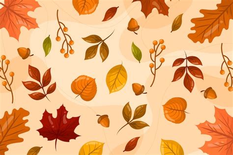 Hand Drawn Autumn Leaves Background Free Vector