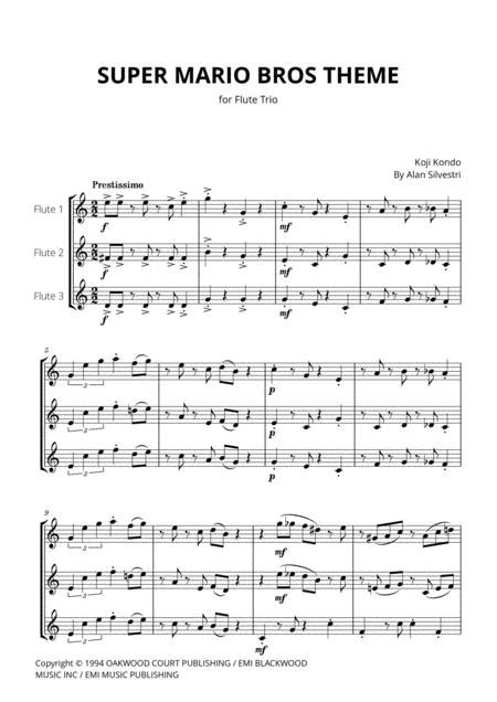 Super Mario Bros Theme For Flute Trio Sheet Music Pdf Download Sheetmusicdbs Com