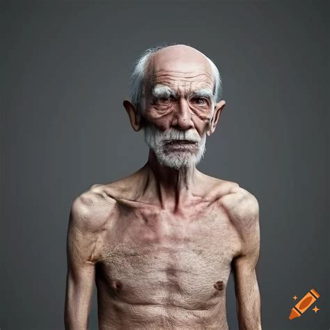 Photorealistic Image Of A Skinny Old Man With Platinum Skin On Craiyon