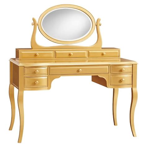 The Emily And Meritt Gold Lilac Desk And Vanity Mirror Hutch Sale