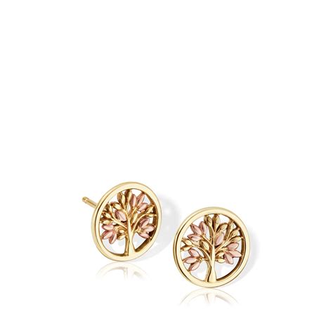 Clogau 9ct Gold Tree Of Life Stud Earrings Welsh Gold By Clogau Jewellery