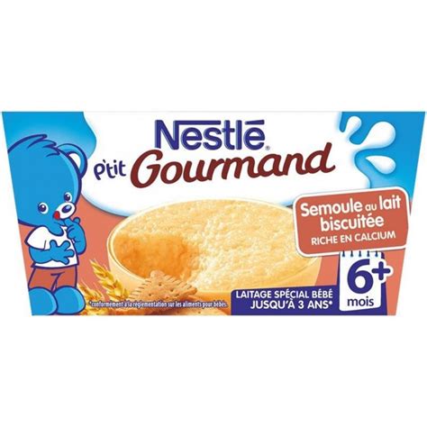 Nestl Ptit Gourmand Semoule Au Lait Biscuit E Riche En Calcium