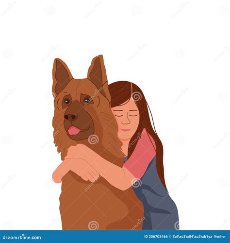 Little Girl Hugging A Dog Stock Vector Illustration Of Hair 206702466