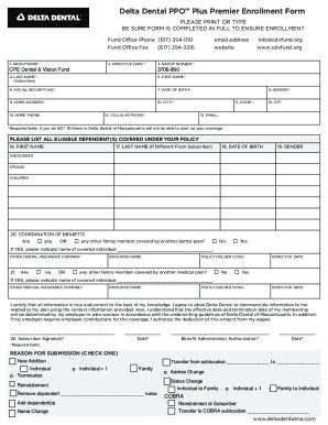 Fillable Online Delta Dental Enrollment Form Pdf Fax Email Print