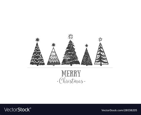 Minimalist Christmas Card With Christmas Trees Vector Image