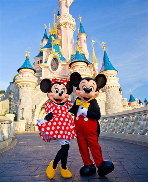 Minnie Mickey Mouse At Sleeping Beauty Castle In Disneyland Paris