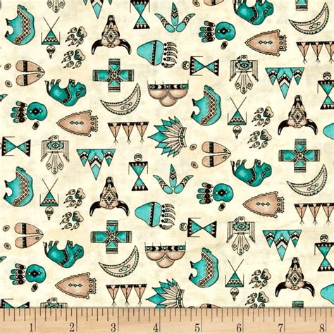 Spirit Of The Buffalo Native American Symbols Ivory Fabric By The Yard In 2020 With Images