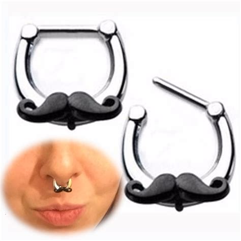 Free Shipping Nose Hoop Nose Rings Daith Septum Black Mustache