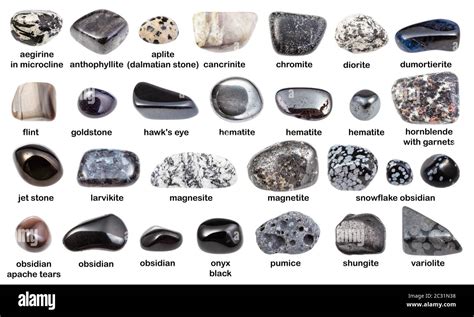Conjunto De Varias Piedras Preciosas Oscuras Con Nombres Magnesita