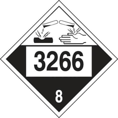 4 Digit DOT Placard Hazard Class 8 3266 Inorganic Acidic Corrosive
