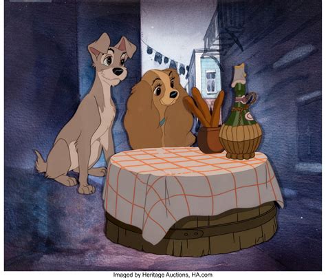 Lady And The Tramp Bella Notte Scene Production Cel Setup With Lot