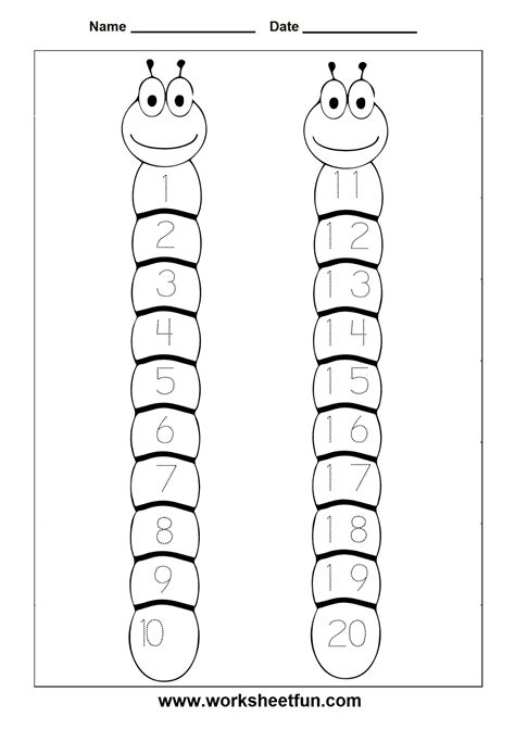 Preschool Worksheets Numbers 1 20