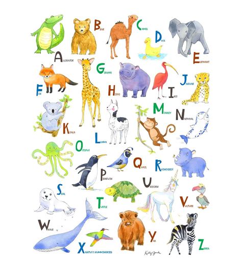Animal Alphabet Nursery Print Abc Print Nursery Nursery Abc Poster
