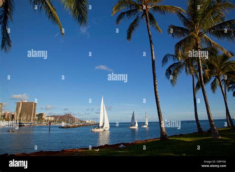 Ala Moana Beach Park Waikiki Honolulu Oahu Hawaii Stock Photo Alamy