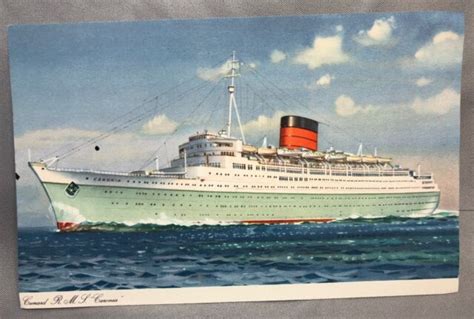 1950s Cunard Rms Caronia Passenger Cruise Ship Ocean Liner Postcard