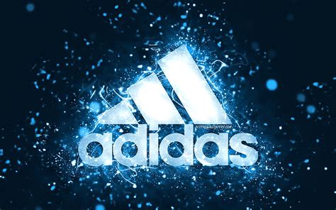 Adidas Blue Logo Blue Neon Lights Creative Blue Abstract Background