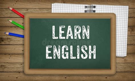 Learn English Language Chalk On Green Board Education Concept Stock