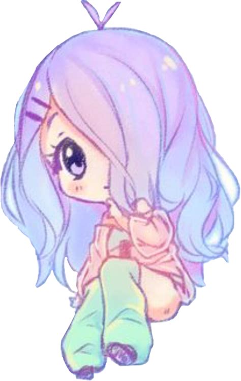 Chibigirl Chibi Girl Cute Purple Pastel Lavender Anime