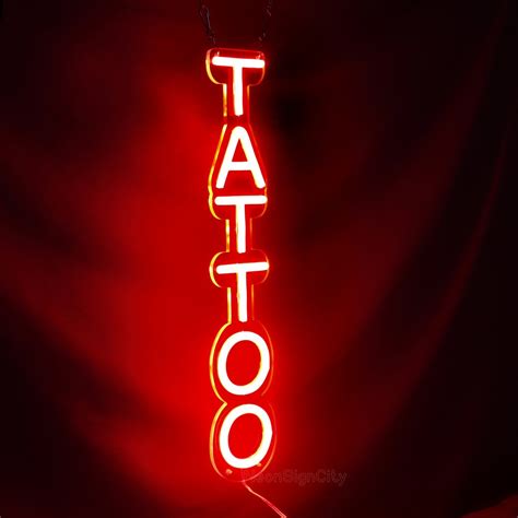 Vertical Tattoo Neon Sign Tattoo Sign Tattoo Led Sign Tattoo Etsy