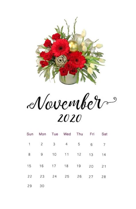 Floral November 2020 Calendar