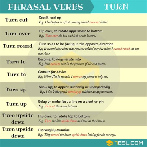 Phrasal Verbs with Turn 2 2 Idioma inglês Vocabulário inglês e