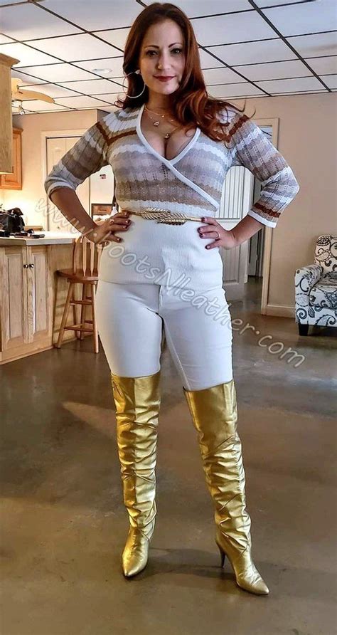 Jim Hunter Hog Tied Gold Boots Damsel In Distress Thigh Boot Vivian Bondage White Jeans