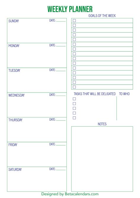 Free Printable Weekly Planner Templates