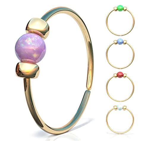 thin 14k gold filled tiny nose ring hoop 2 mm white opal pierci