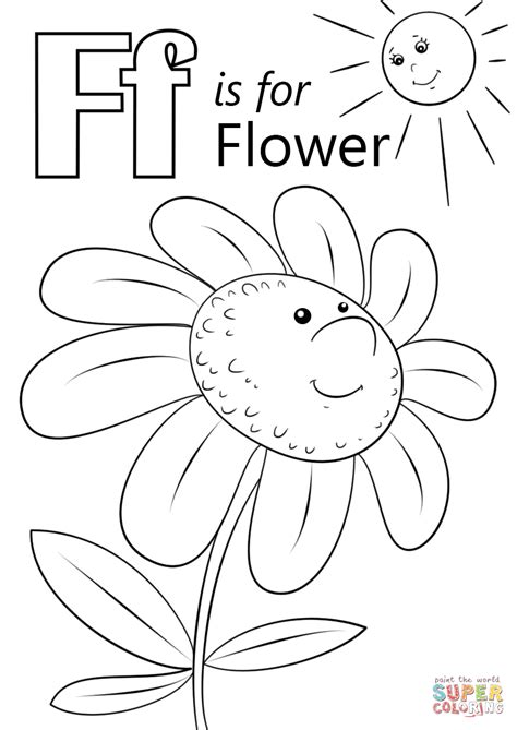 Letter F is for Flower coloring page | Free Printable Coloring Pages