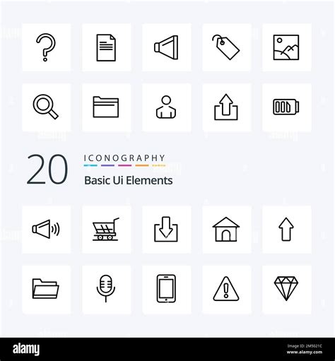 20 Basic Ui Elements Line Icon Pack Like Question Mark Help Arrow Shope