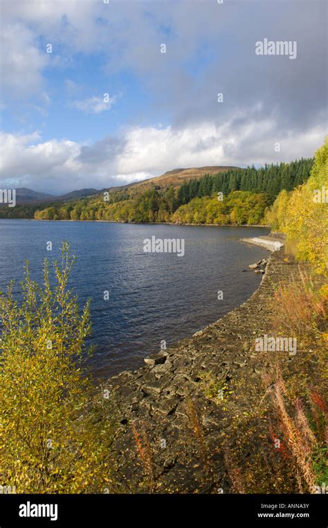 Autumn View Of Loch Katrine Trossachs National Park Scotland Stock