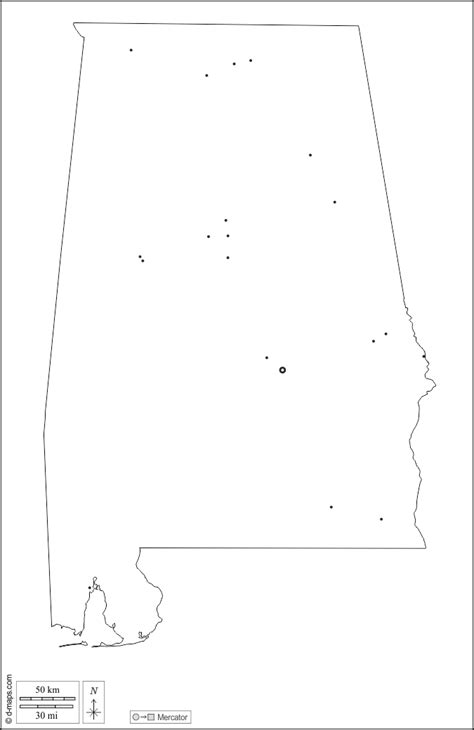 Alabama Free Map Free Blank Map Free Outline Map Free