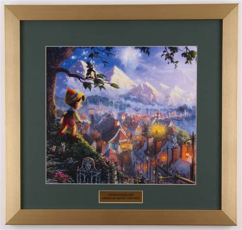 Thomas Kinkade Pinocchio Wishes Upon A Star 17x18 Custom Framed Print